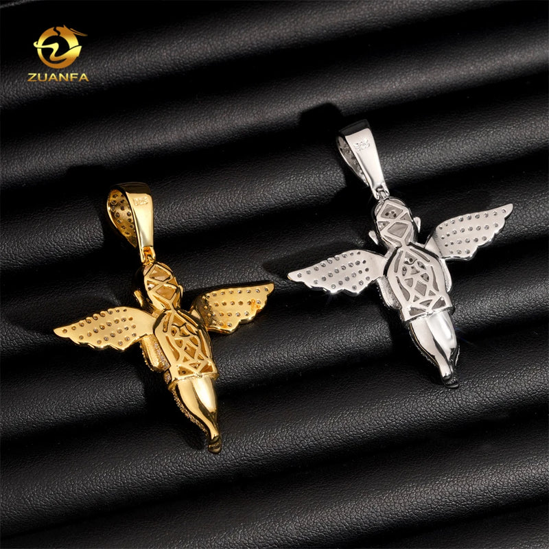 Ready Shipping Hip Hop Jewelry Angel Swing Pendant Silver 925 Iced Out Moissanite Pendant Pass Diamond Tester