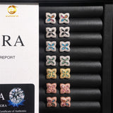 Ready to Ship 15mm Color Moissanite Flower Stud Earrings 925 Silver Hip Hop Earrings Iced Out Earrings Pass Diamond Test