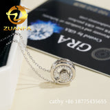 Fine Jewelry Wheel Design VVS Moissanite Necklace Pendant 925 Sterling Silver Women Jewelry  Detachable With GRA Certificate