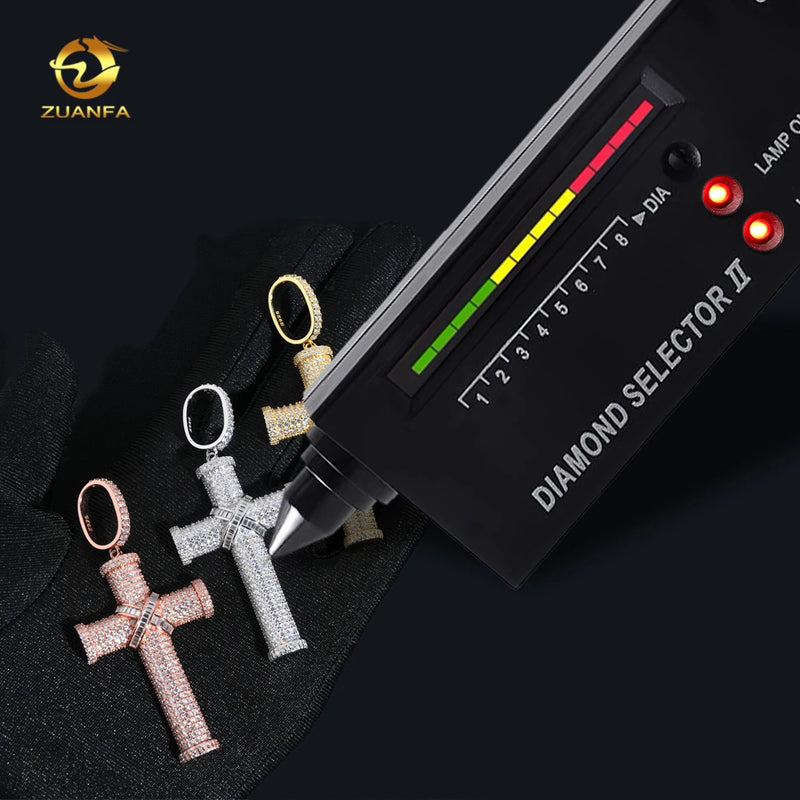Ready to Ship Iced Out Cross Pendant Solid Silver With Moissanite Diamond Hip Hop Pendant