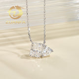 Two PC Moissanite Dimoand Pendant Necklace 925 Sterling Silver Mix Radiant and Heart Cut Necklace Iced Out Women Jewelry