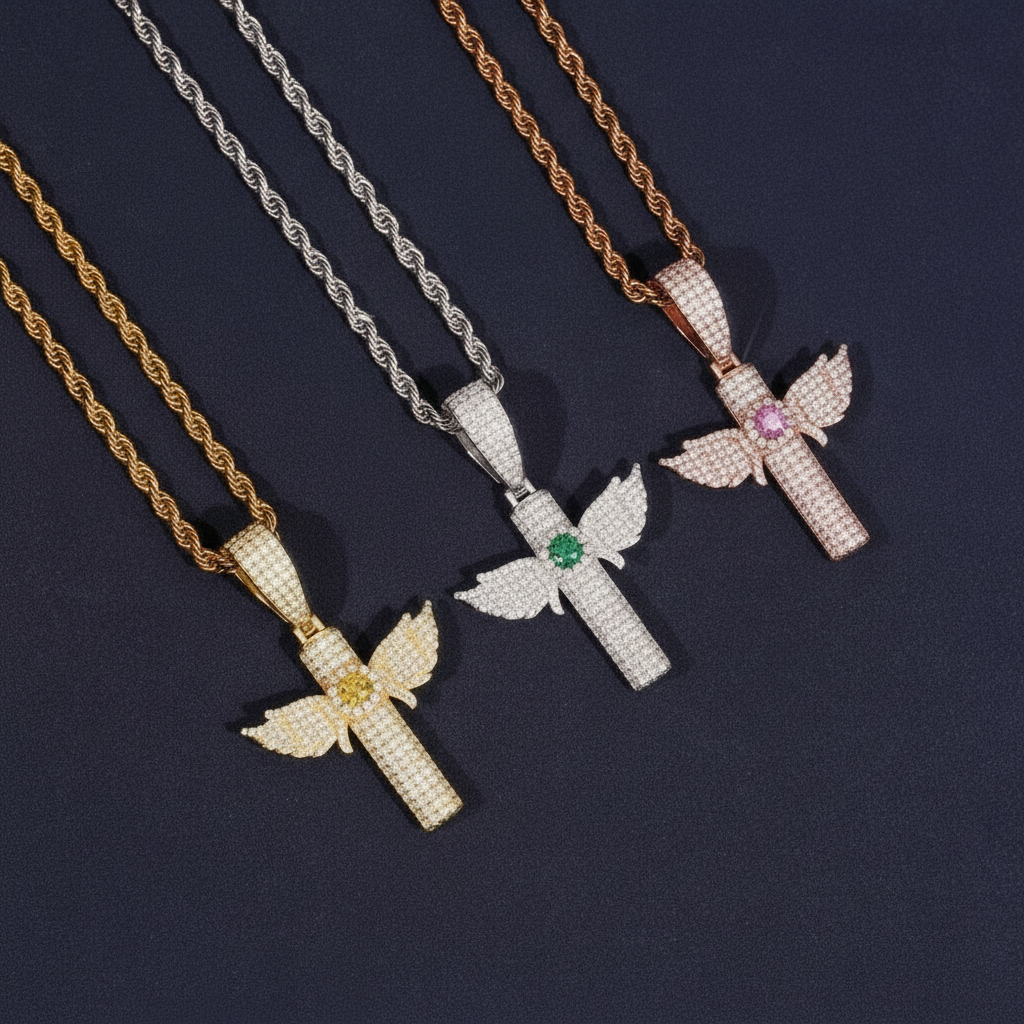 Corvanni Angel Wing Cross Pendant