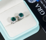 Corvanni Halo Gemstone Studs