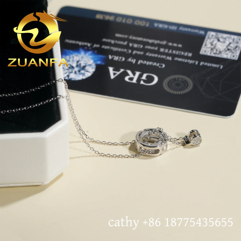 Fine Jewelry Wheel Design VVS Moissanite Necklace Pendant 925 Sterling Silver Women Jewelry  Detachable With GRA Certificate