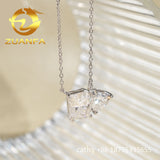 Two PC Moissanite Dimoand Pendant Necklace 925 Sterling Silver Mix Radiant and Heart Cut Necklace Iced Out Women Jewelry