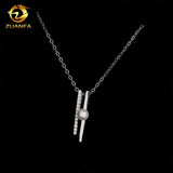 Fashion Jewelry 925 Sterling Silver Women Necklace Iced Out Moissanite Diamond Initial Necklace Pass Diamond Tester