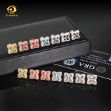 Ready to Ship 15mm Color Moissanite Flower Stud Earrings 925 Silver Hip Hop Earrings Iced Out Earrings Pass Diamond Test