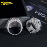 Rappers Jewelry Ready to Ship Gold Plated 925 Sterling Silver Hip Hop Iced Out Diamond Moissanite Ring for Men
