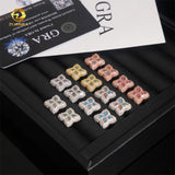 Ready to Ship 15mm Color Moissanite Flower Stud Earrings 925 Silver Hip Hop Earrings Iced Out Earrings Pass Diamond Test