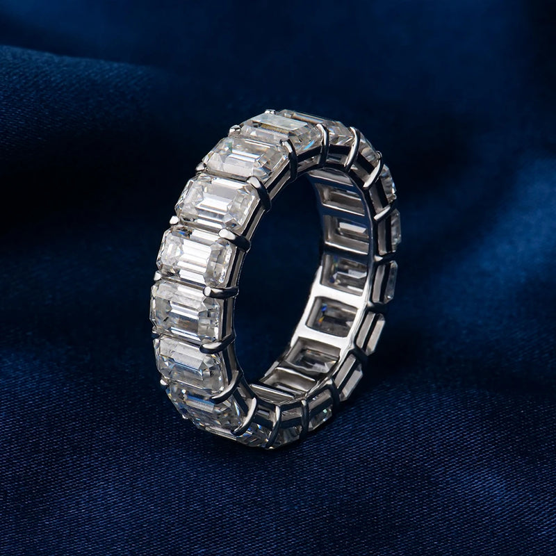 Fashion Emerald Eternity Ring  S925 SILVER Special Style Unisex Style   Moissanite Emerald Ring