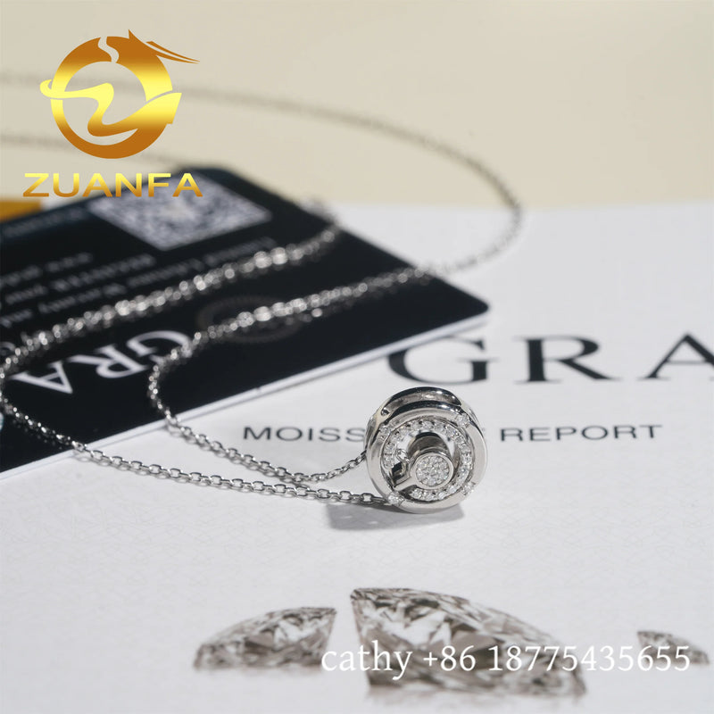 Fine Jewelry Wheel Design VVS Moissanite Necklace Pendant 925 Sterling Silver Women Jewelry  Detachable With GRA Certificate