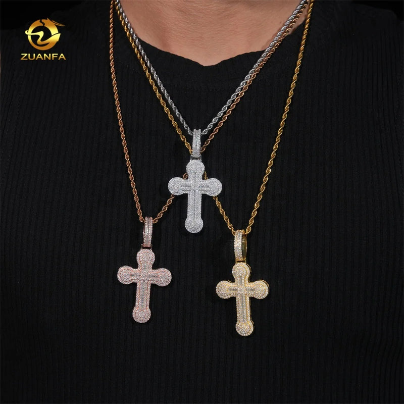 Iced Out Jewelry Fashion GRA Certificate Cross High-end Hip Hop Silver Moissanite Pendant