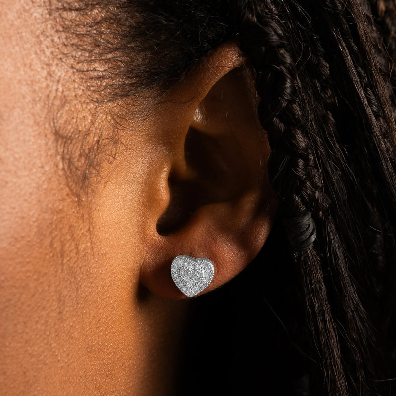 Corvanni Pavé Heart Studs