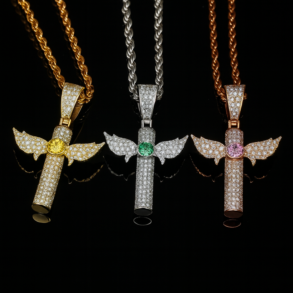 Corvanni Angel Wing Cross Pendant