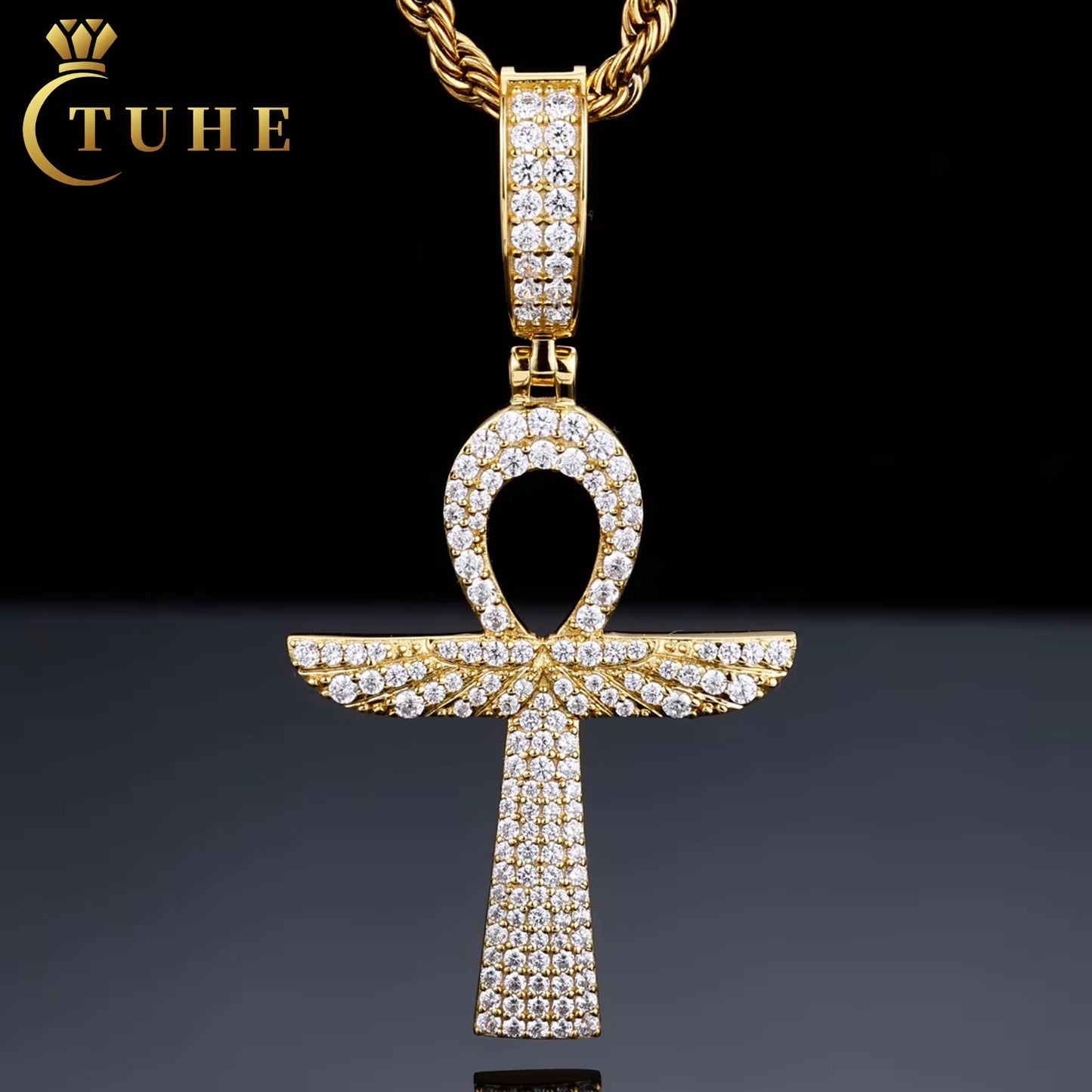 Pharaoh Ankh Pendant Gold