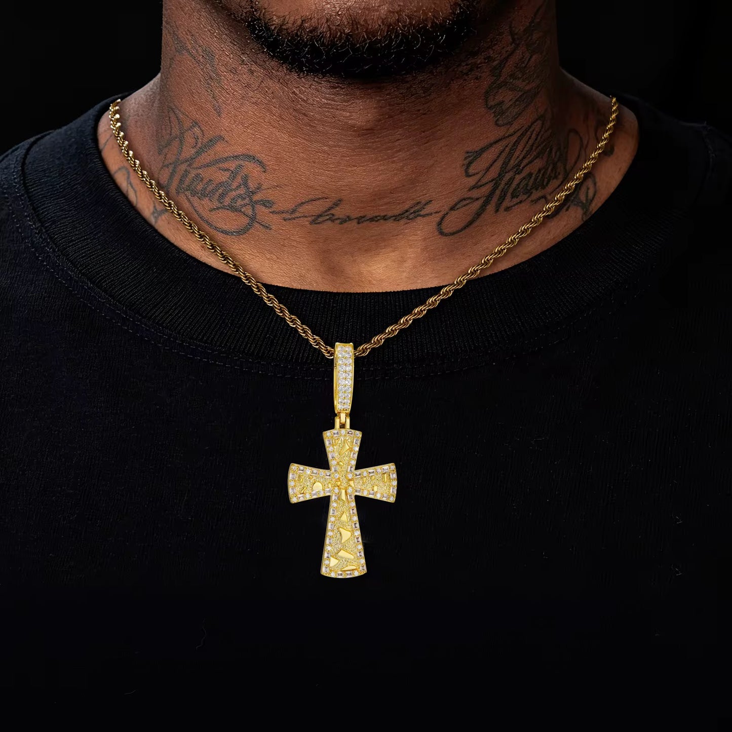 Shatter Cross Pendant Gold