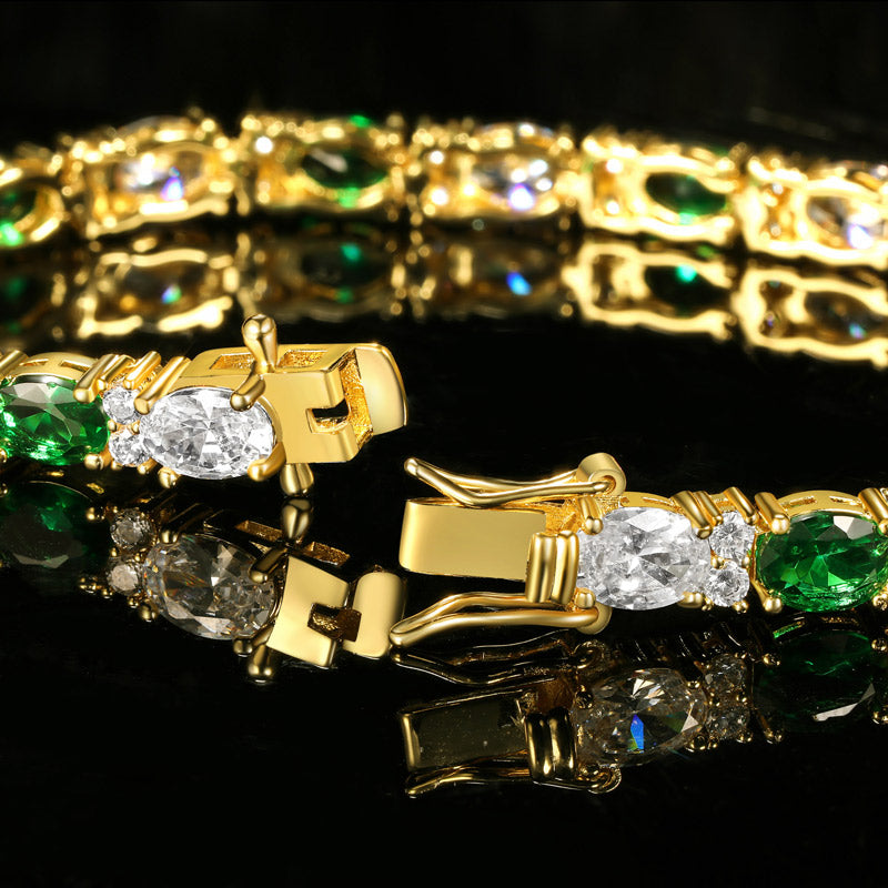5mm Emerald Oval Tennis Bracelet Gold