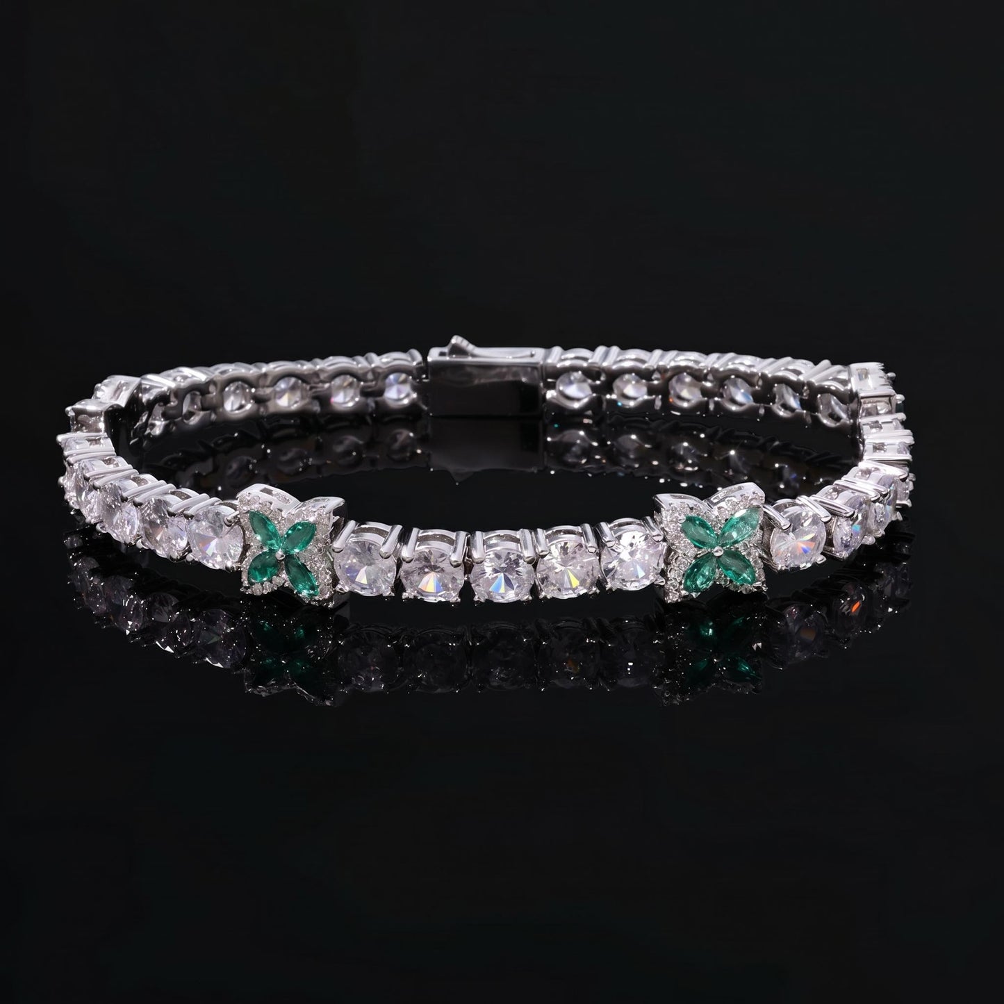 5mm Green Four Clover Tennis Bracelet