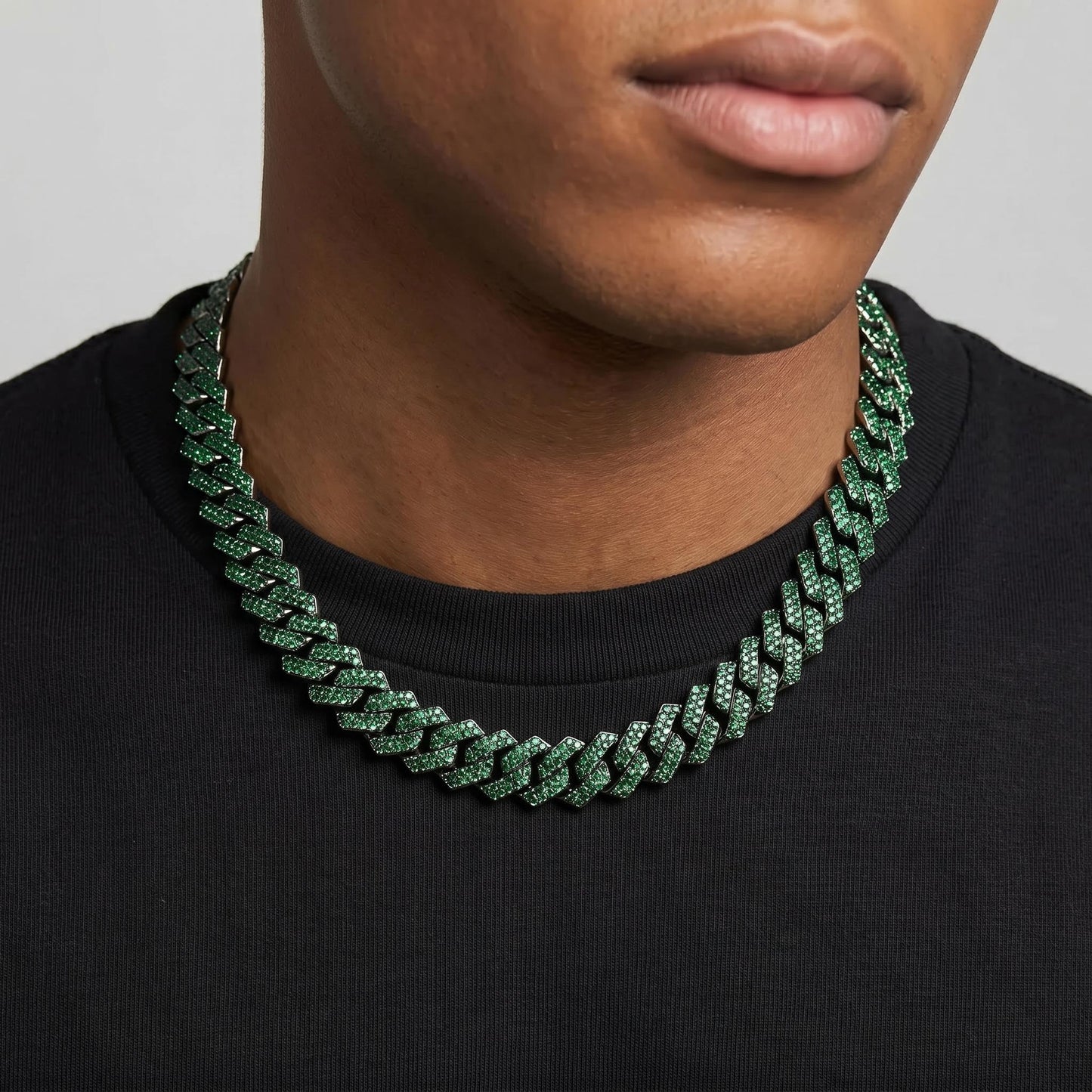 14mm Green Cuban Link Chain