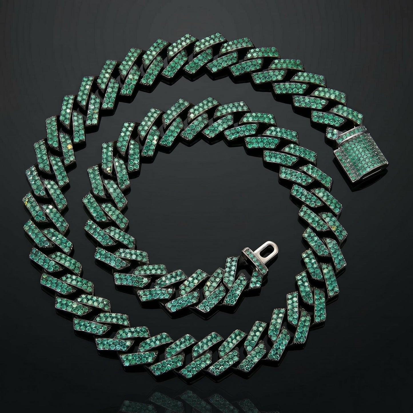 14mm Green Cuban Link Chain