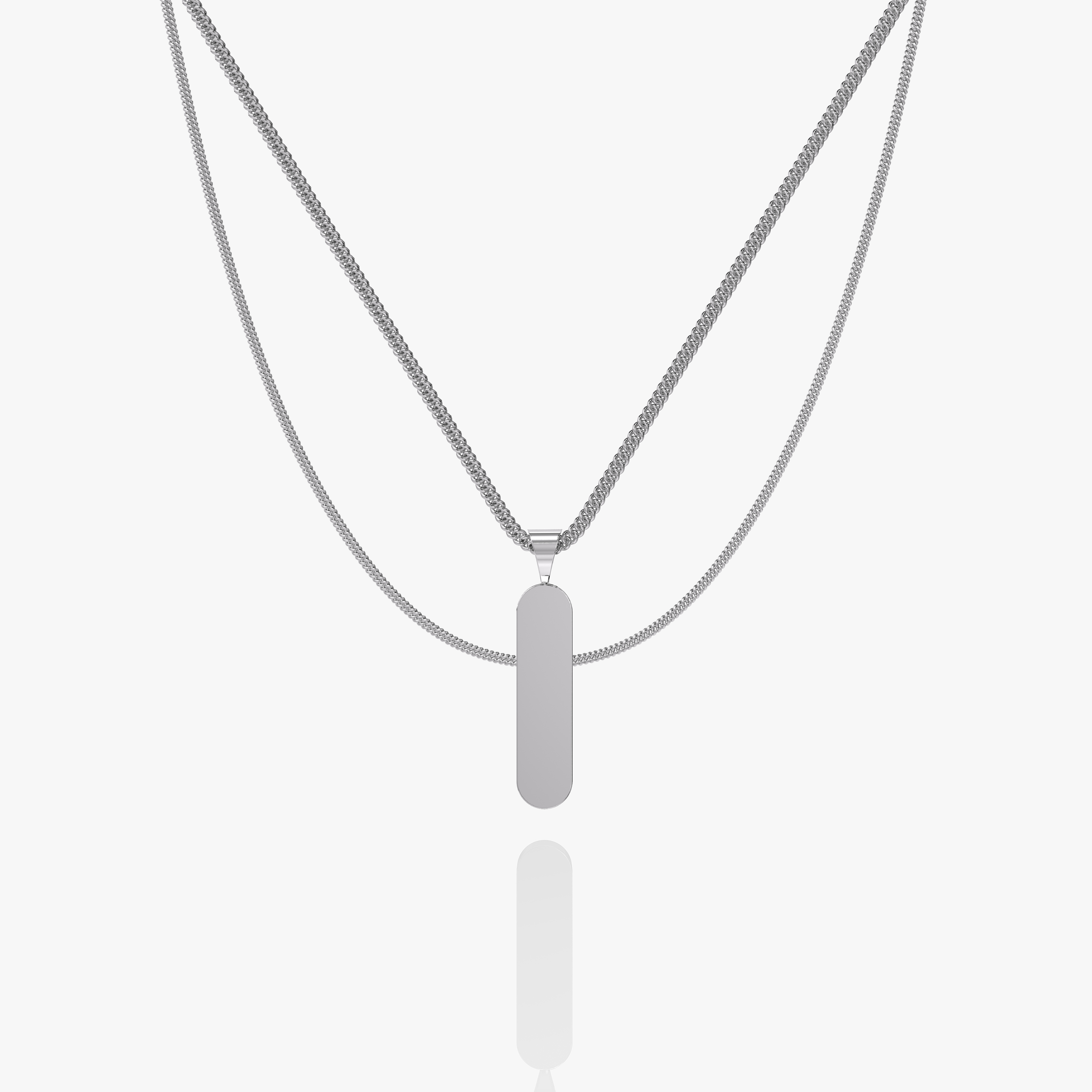 Minimal Pendant Set Silver Chain