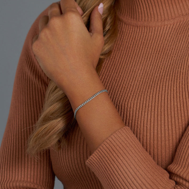 Women's Silver Micro Cuban Bracelet