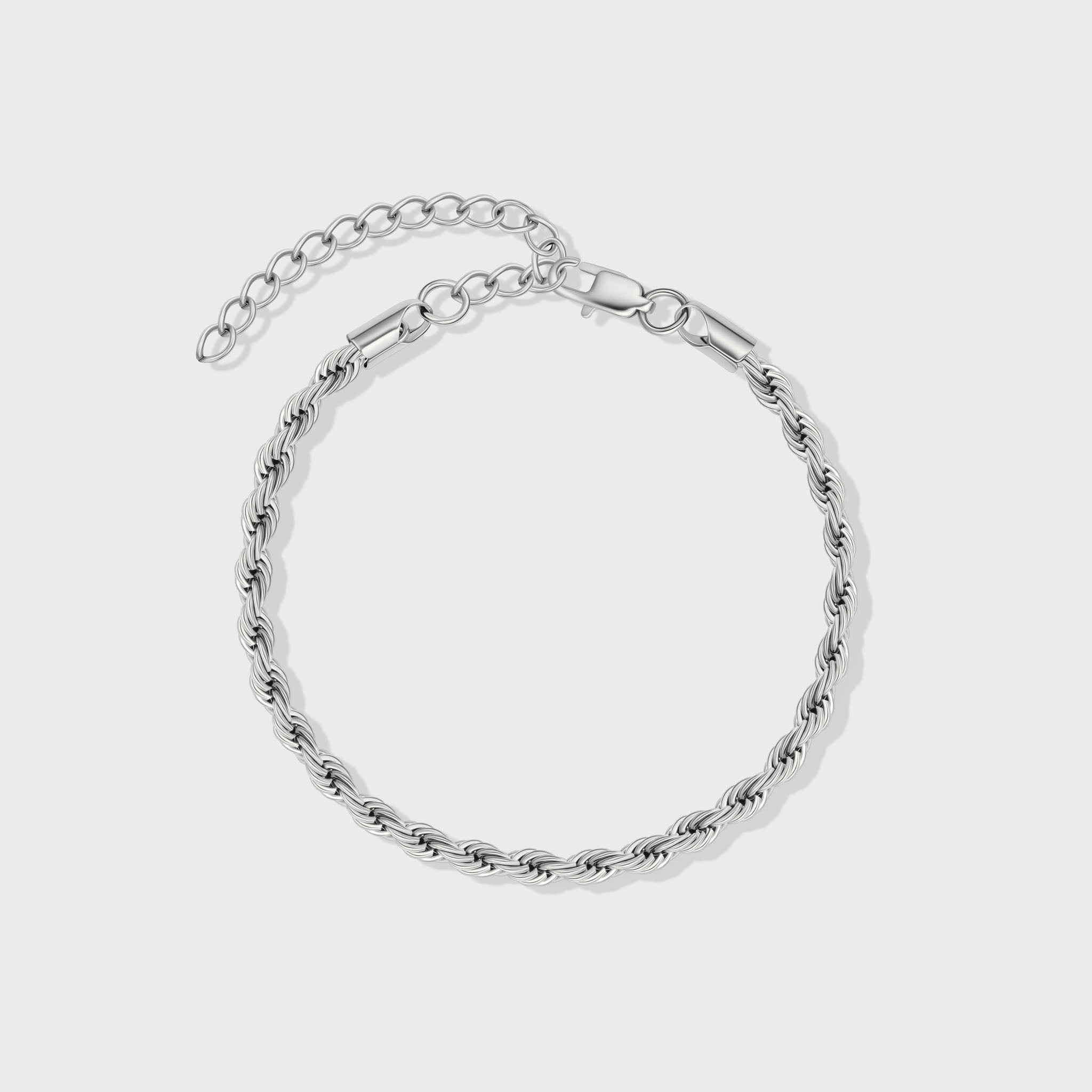 Women's 4mm Silver Rope Bracelet